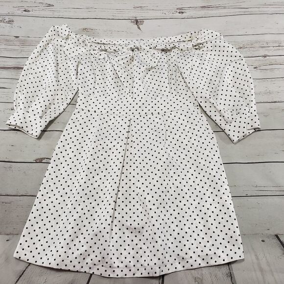 Topshop Dress Size 8 Off Shoulder A-Line Polka Dot - Picture 1 of 7